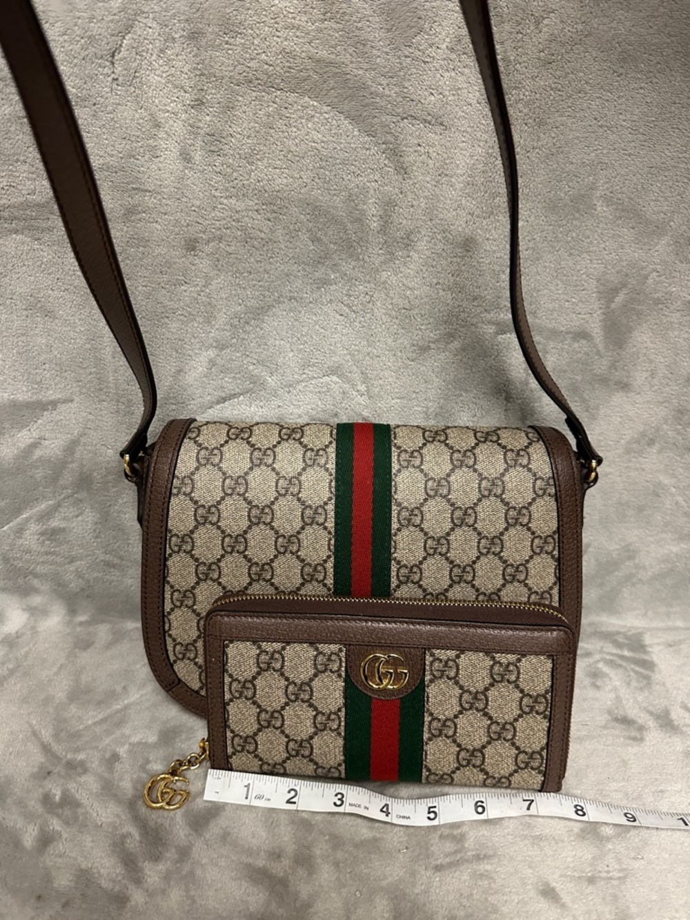 Bundle! Gucci GG Supreme Monogram Web Small Ophidia Flap Bag - Picture 4 of 14